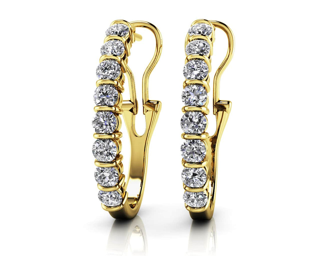 Diamond Oval Shape Hoop Earrings Lab-Grown Diamond  with 0.48 ct.(finished) 1.9mm