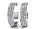 Classic Triple Row Diamond Round Hoop Earrings Lab-Grown Diamond  with 2.04 ct.(finished) 1.4mm