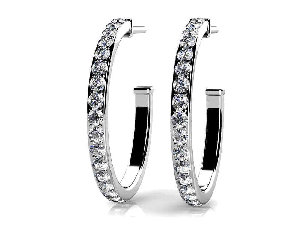 Classic Single Row Diamond Round Hoop Earrings Diamond  with 1.01 ct.(finished) 1.7mm