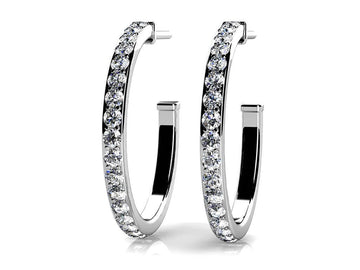 Classic Single Row Diamond Round Hoop Earrings Diamond  with 1.01 ct.(finished) 1.7mm