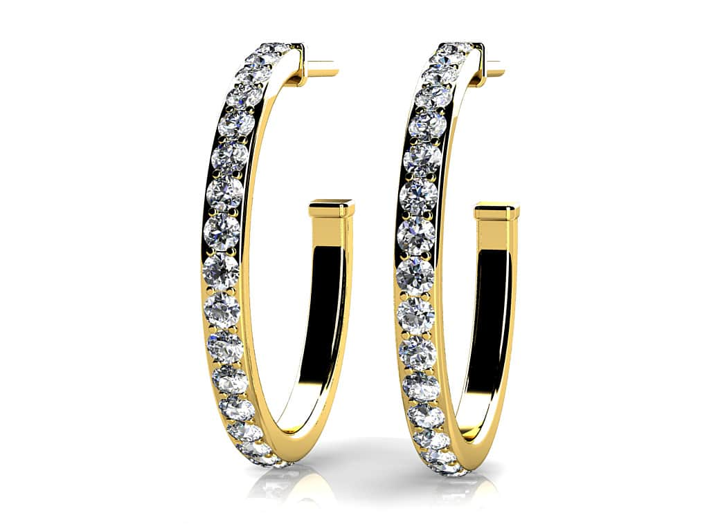 Classic Single Row Diamond Round Hoop Earrings Diamond  with 1.50 ct.(finished) 1.9mm