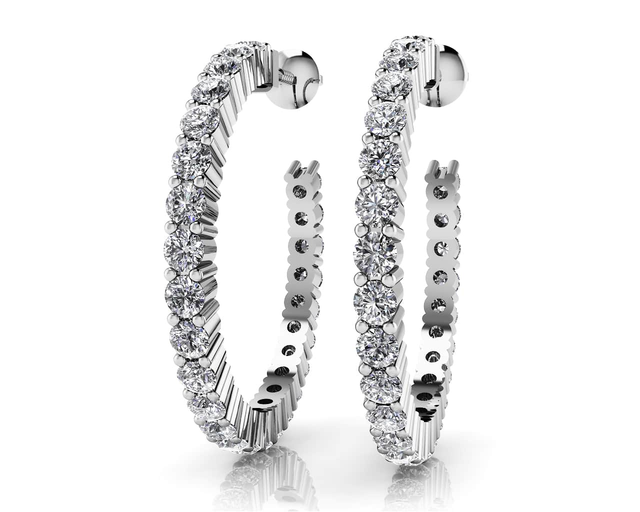 Timeless Diamond Hoop Earrings Diamond  with 0.72 ct.(finished) 1.4mm