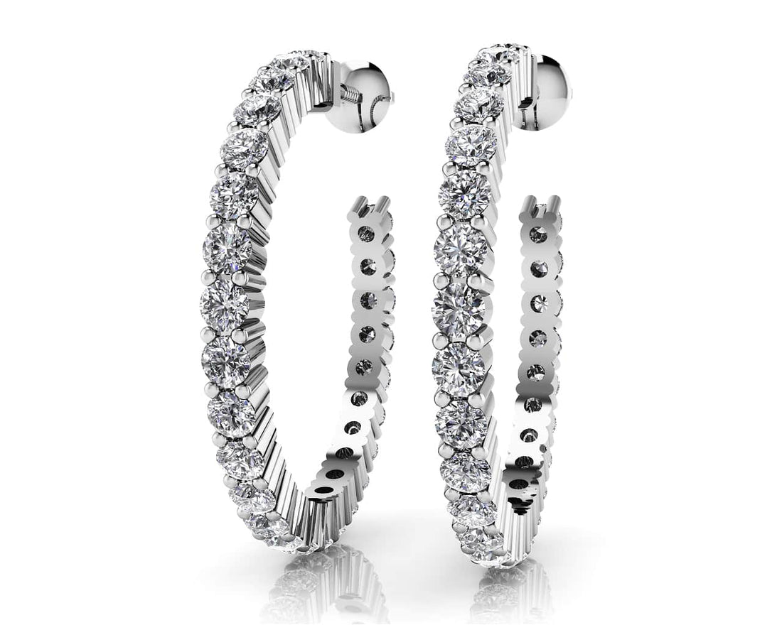 Timeless Diamond Hoop Earrings Diamond  with 1.50 ct.(finished) 1.9mm