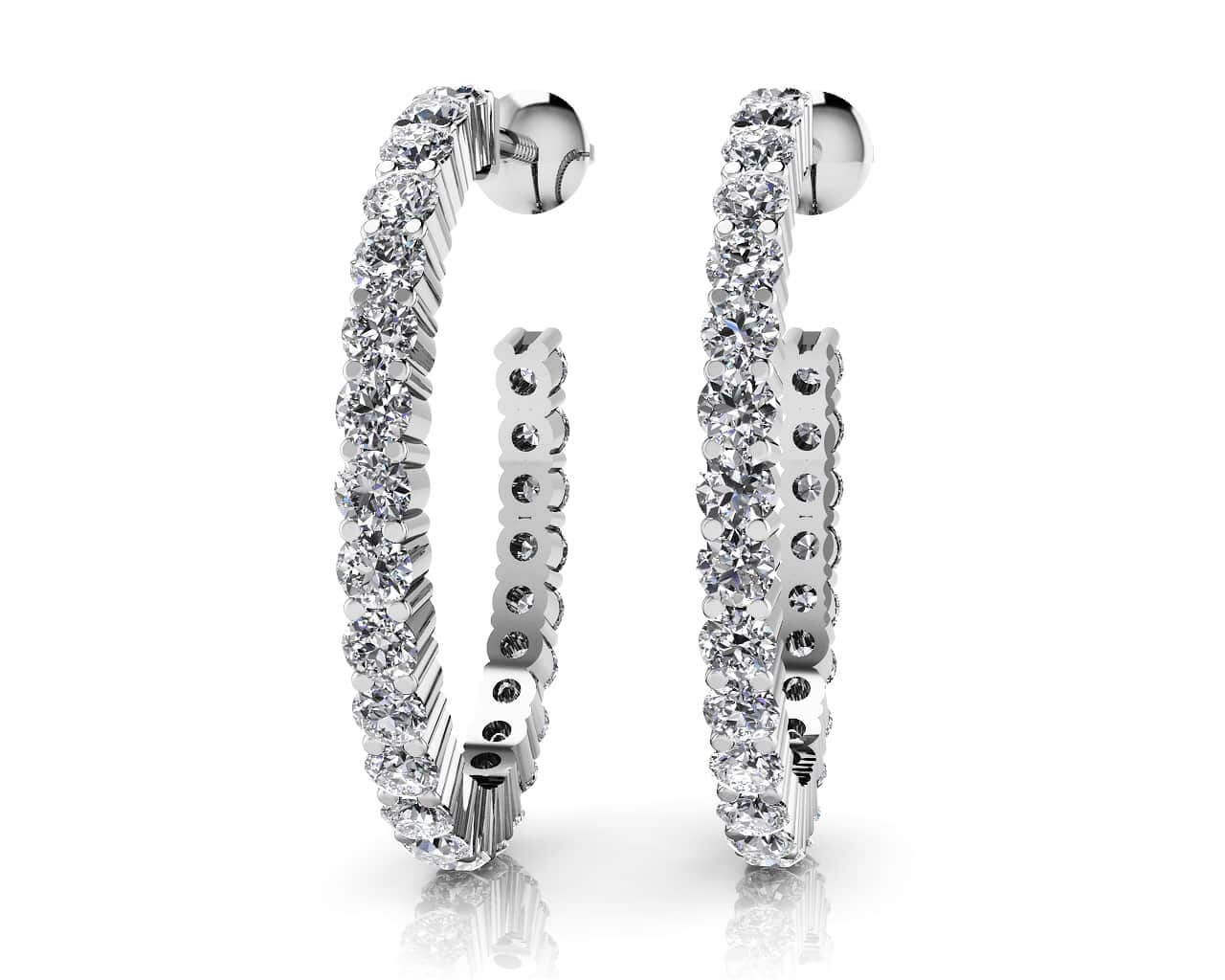 Elongated Diamond Row Hoop Earrings Lab-Grown Diamond  with 1.50 ct.(finished) 1.9mm