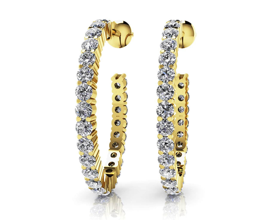 Elongated Diamond Row Hoop Earrings Diamond  with 1.01 ct.(finished) 1.7mm