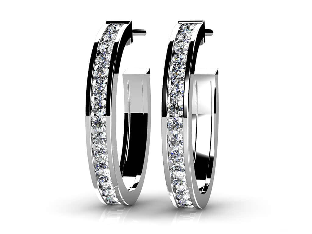 Floating Diamond Hoop Earrings Diamond  with 1.25 ct.(finished) 1.8mm