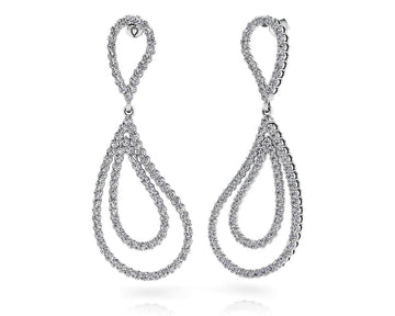 Curvy Teardrop Diamond Drop Earrings Lab-Grown Diamond  with 0.72 ct.(finished) 1mm