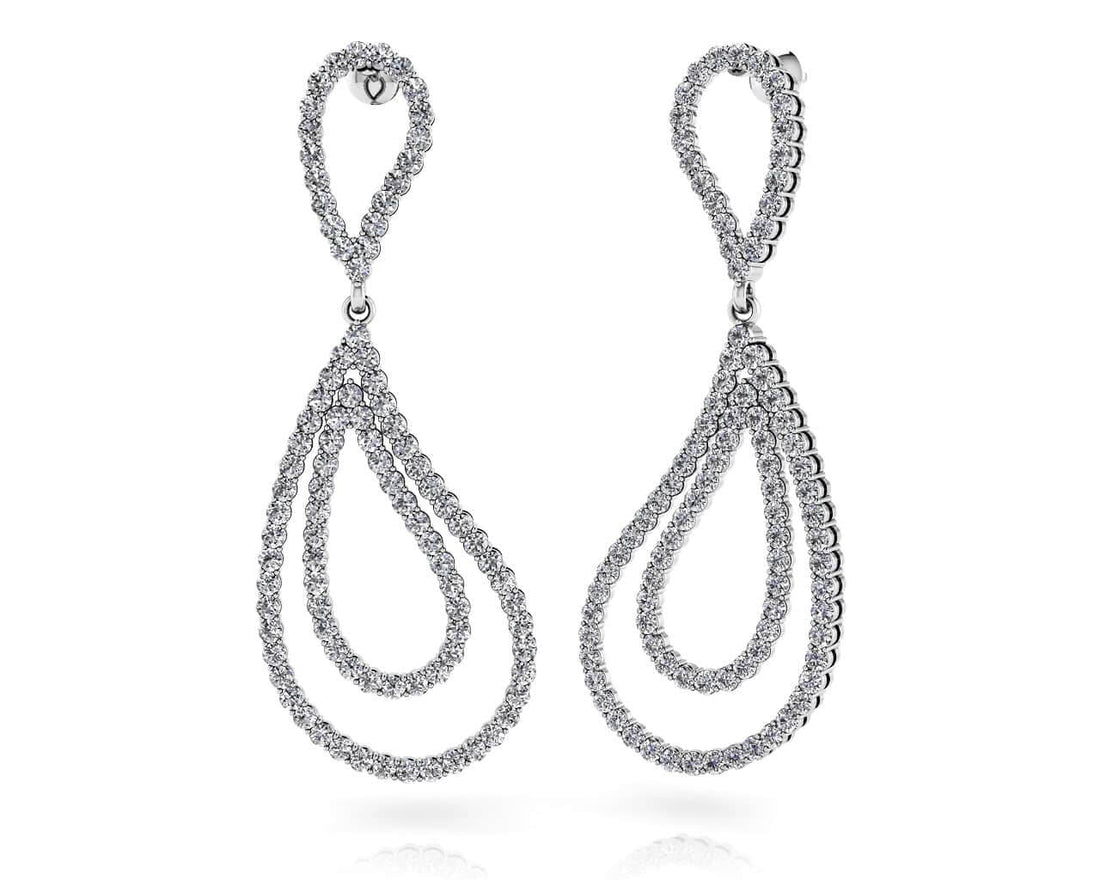 Curvy Teardrop Diamond Drop Earrings Diamond  with 0.72 ct.(finished) 1mm