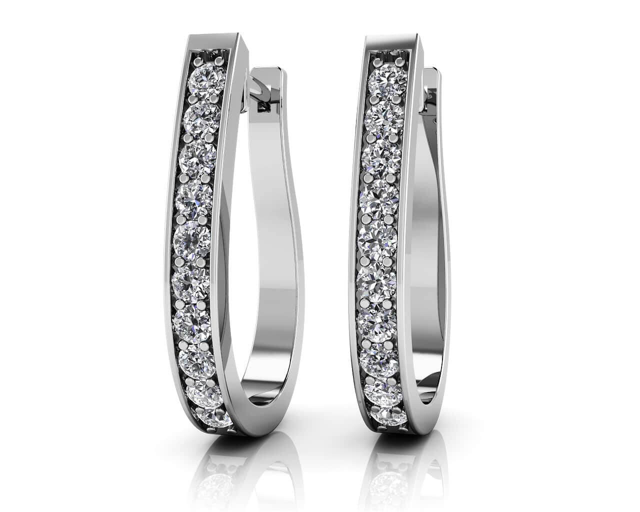 Flame Shaped Diamond Hoop Earrings Lab-Grown Diamond  with 0.76 ct.(finished) 2.1mm