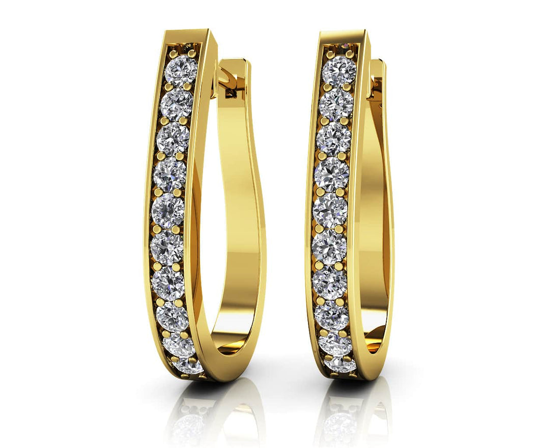 Flame Shaped Diamond Hoop Earrings Lab-Grown Diamond  with 1.50 ct.(finished) 2.7mm