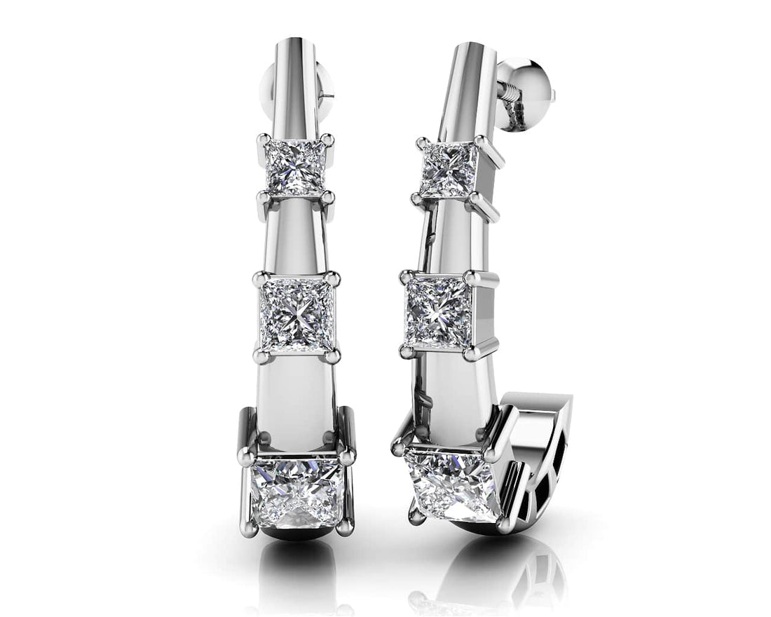 Diamond Horn Earrings Lab-Grown Diamond  with 1.04 ct.(finished) 2.4mm, 3mm, 3.5mm