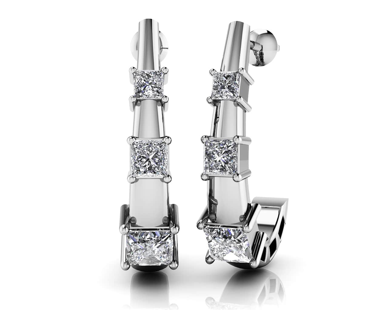 Diamond Horn Earrings Diamond  with 0.52 ct.(finished) 1.8mm, 2.4mm, 2.9mm