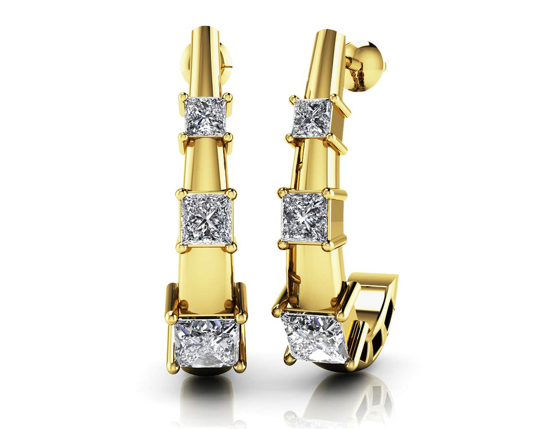 Diamond Horn Earrings Lab-Grown Diamond  with 0.52 ct.(finished) 1.8mm, 2.4mm, 2.9mm