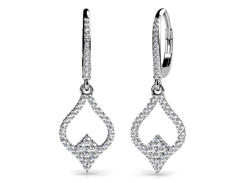 Diamond Lined Pendant Earrings Lab-Grown Diamond  with 0.77 ct.(finished) 1.2mm, 1.6mm