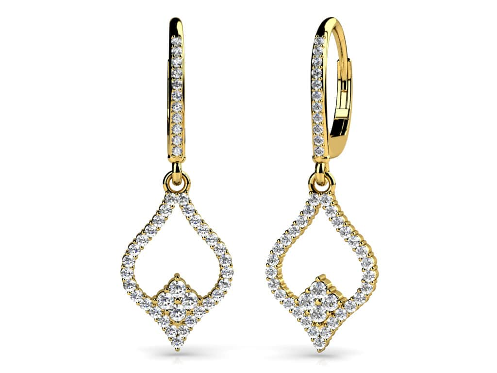 Diamond Lined Pendant Earrings Diamond  with 0.91 ct.(finished) 1.2mm, 1.9mm