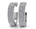 Triple Row Diamond Oval Hoop Earrings Lab-Grown Diamond  with 1.98 ct.(finished) 1.5mm