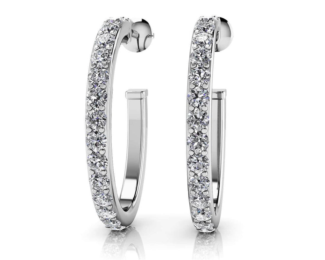 Diamond Oval Hoop Earrings Diamond  with 0.50 ct.(finished) 1.3mm