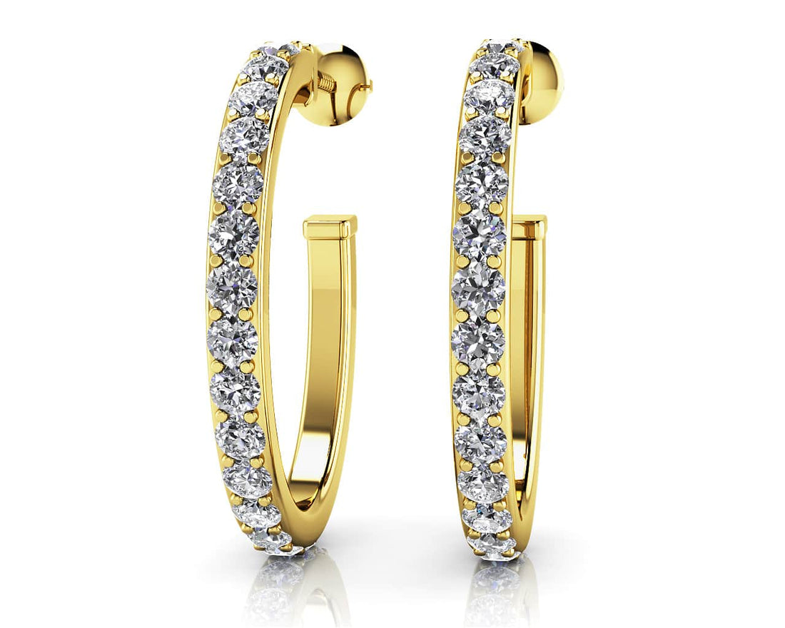 Diamond Oval Hoop Earrings Lab-Grown Diamond  with 1.50 ct.(finished) 1.9mm