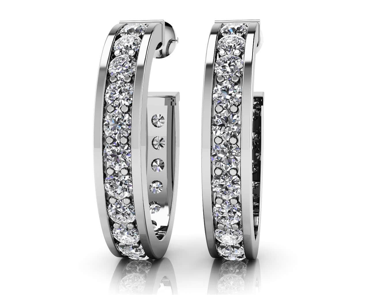 Shared Prong Set Diamond Oval Hoop Earrings Diamond  with 1.00 ct.(finished) 1.8mm