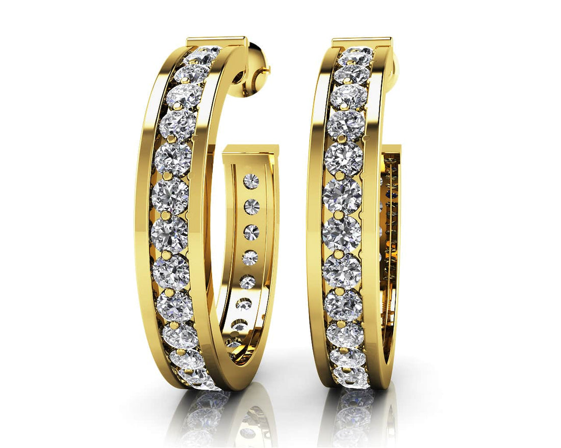 Diamond Round Hoop Earrings Diamond  with 1.50 ct.(finished) 1.9mm