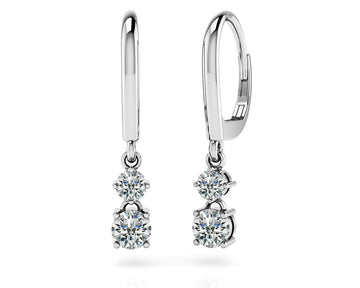 Double Drop Shiny Back Earrings Lab-Grown Diamond  with 0.72 ct.(finished) 3mm, 4mm