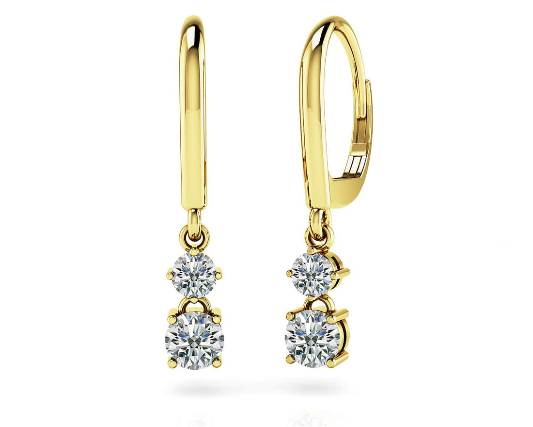 Double Drop Shiny Back Earrings Lab-Grown Diamond  with 0.72 ct.(finished) 3mm, 4mm