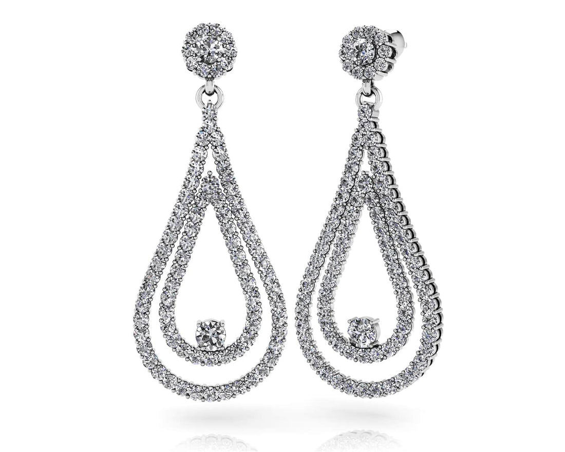 Double Drop Diamond Swing Earrings Lab-Grown Diamond  with 1.61 ct.(finished) 1.2mm, 2.5mm, 2.7mm