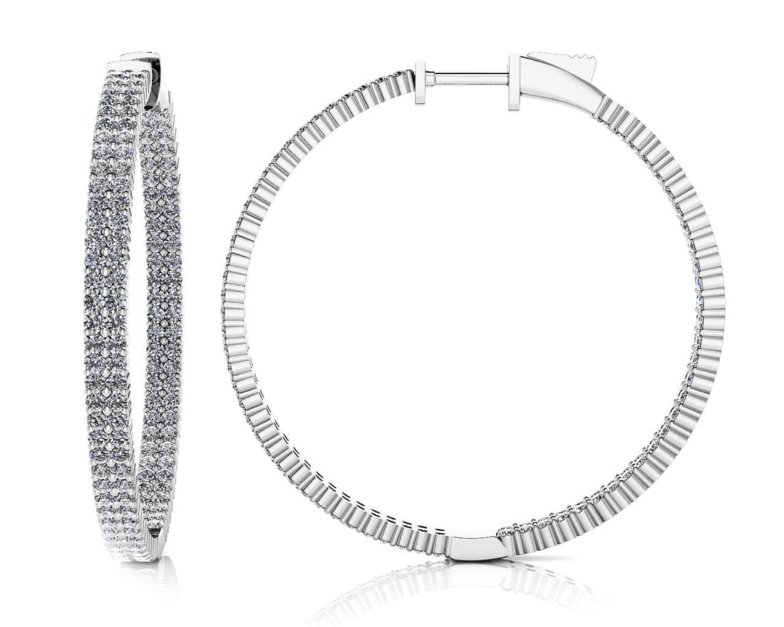 Double Row Inside Out Diamond Hoop Earrings Large Diamond  with 4.84 ct.(finished) 1.7mm