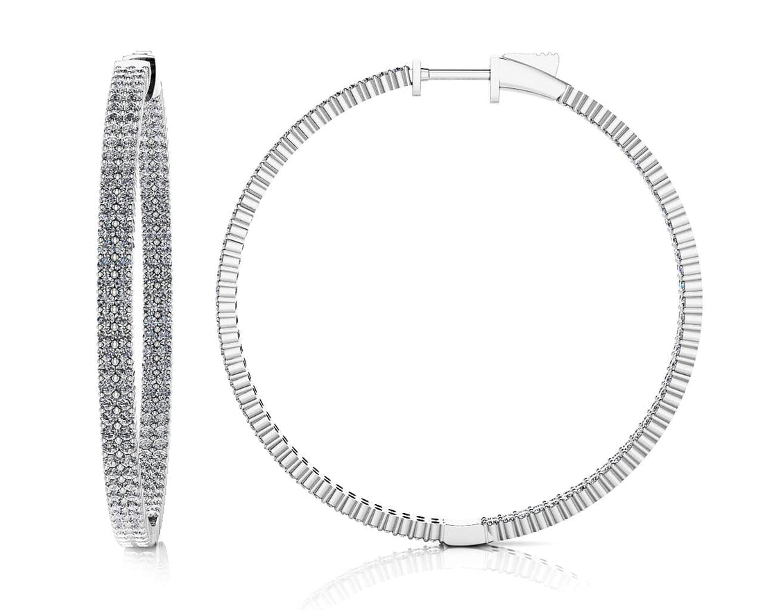 Double Row Inside Out Diamond Hoop Earrings Extra Lab-Grown Diamond  with 3.01 ct.(finished) 1.2mm