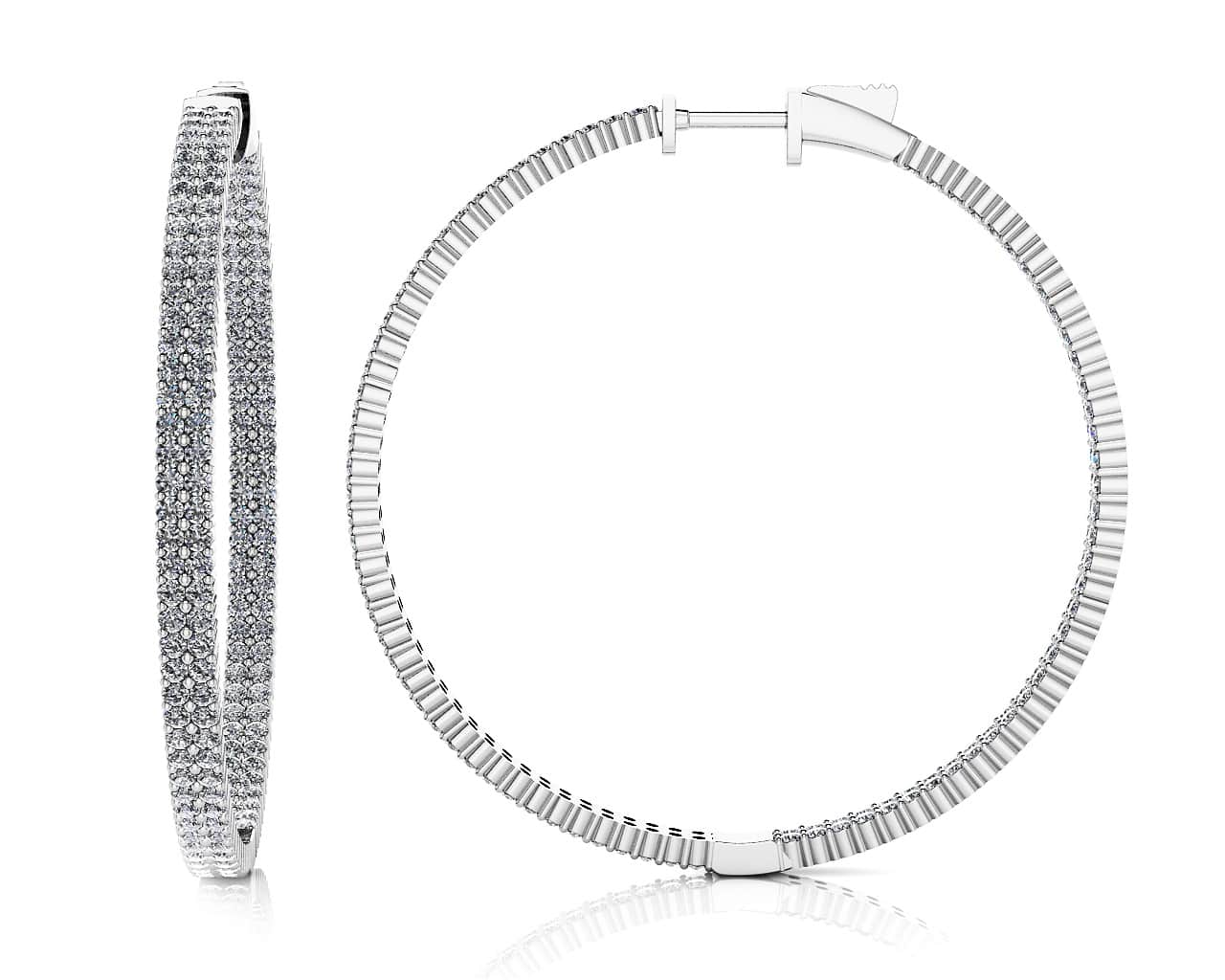 Double Row Inside Out Diamond Hoop Earrings Extra Lab-Grown Diamond  with 3.01 ct.(finished) 1.2mm