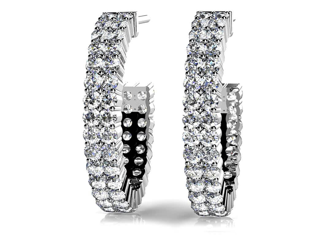 Two Row Diamond Open Hoop Earrings In Lab-Grown Diamond  with 1.30 ct.(finished) 1.4mm