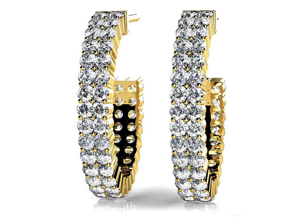 Two Row Diamond Open Hoop Earrings In Lab-Grown Diamond  with 1.30 ct.(finished) 1.4mm