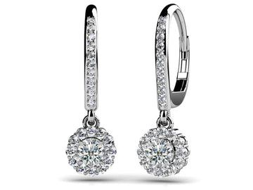 Stylish Diamond Drop Earrings Lab-Grown Diamond  with 1.02 ct. (2X0.25 ct. center diamonds)