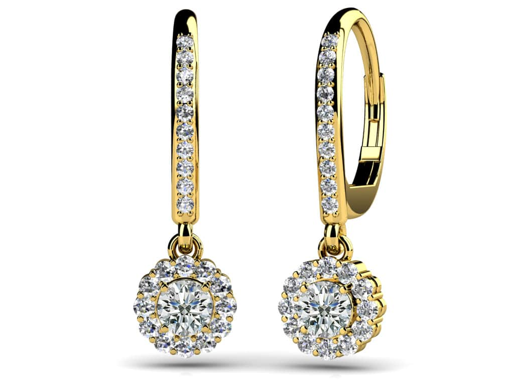 Stylish Diamond Drop Earrings Diamond  with 0.45 ct. (2X0.11 ct. center diamonds)