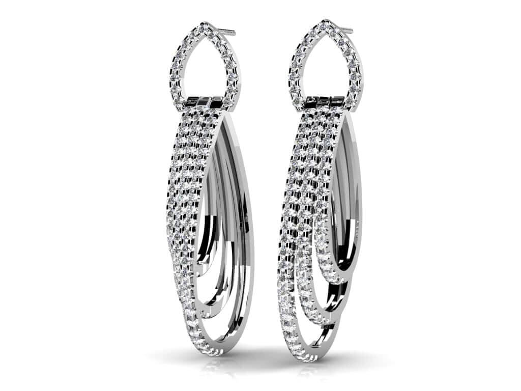 Red Carpet Diamond Dangle Earrings Lab-Grown Diamond  with 3.12 ct.(finished) 1.6mm