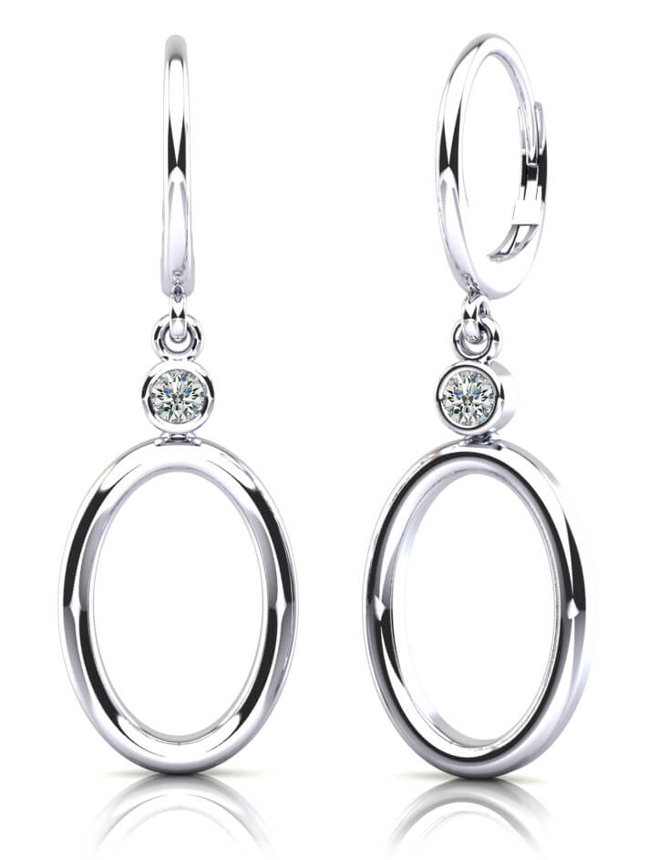 Double Oval Drop Diamond Hoop Earrings Diamond  with 0.50 ct.(finished) 4mm