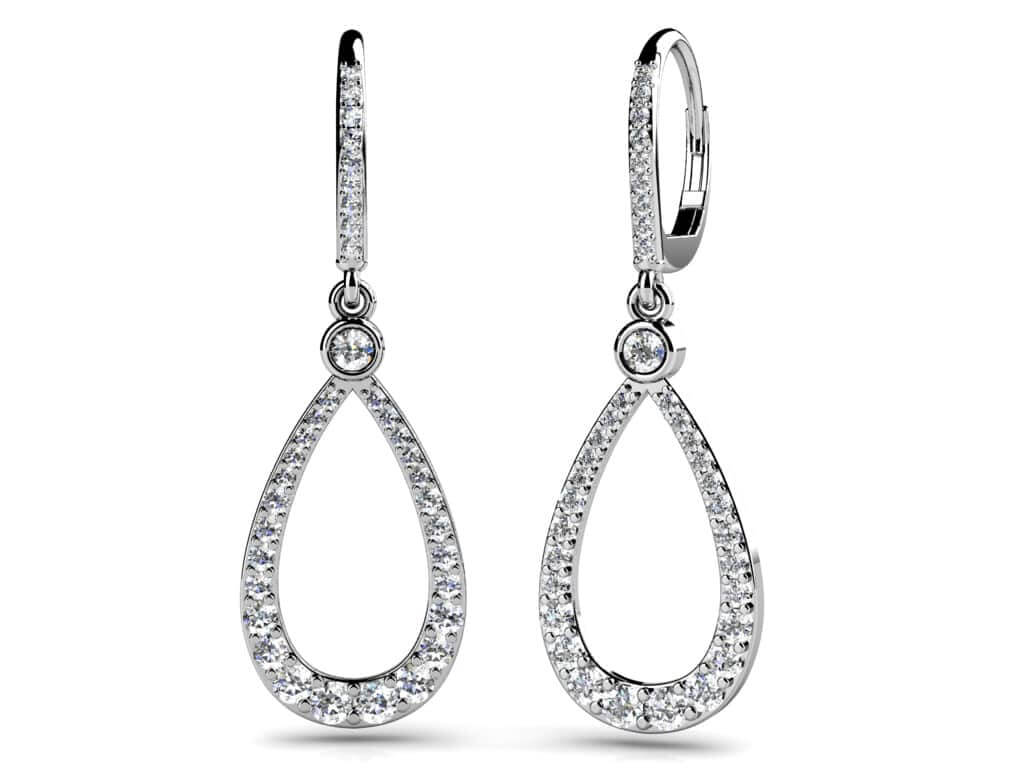 Diamond Lined Designer Teardrop Earring Diamond  with 1.96 ct.(finished)