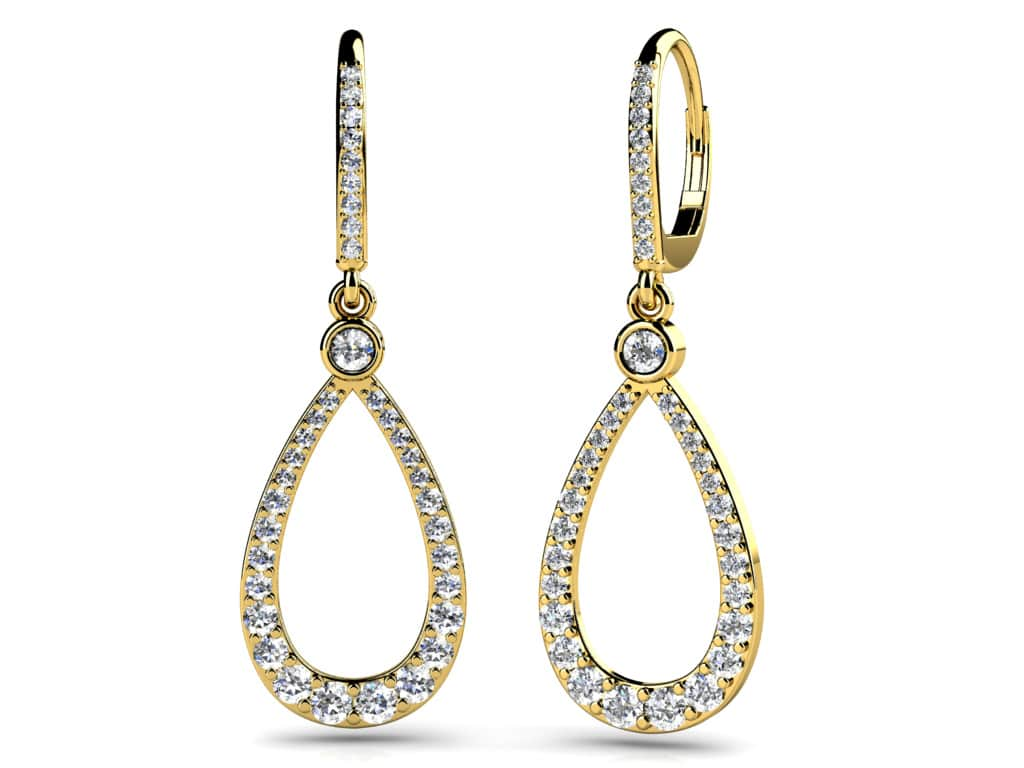 Diamond Lined Designer Teardrop Earring Lab-Grown Diamond  with 1.22 ct.(finished)