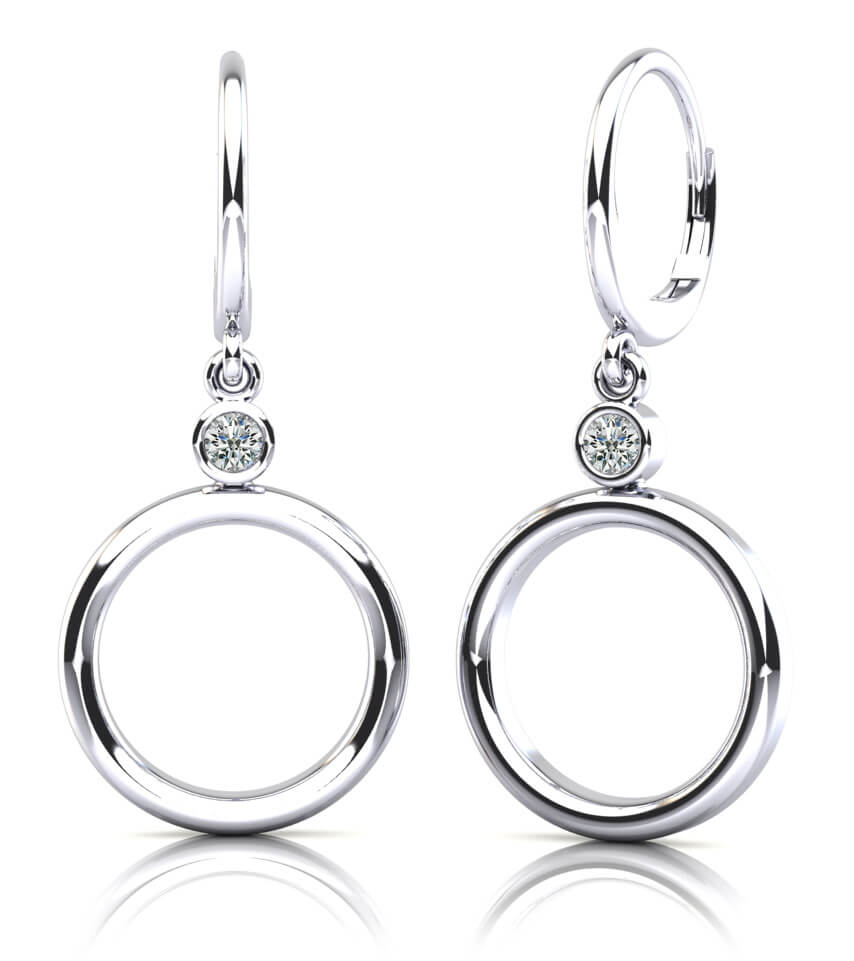 Double Circle Drop Diamond Hoop Earrings Lab-Grown Diamond  with 0.24 ct.(finished) 3.2mm