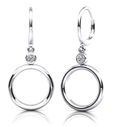 Double Circle Drop Diamond Hoop Earrings Lab-Grown Diamond  with 0.24 ct.(finished) 3.2mm