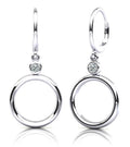 Double Circle Drop Diamond Hoop Earrings Diamond  with 0.24 ct.(finished) 3.2mm