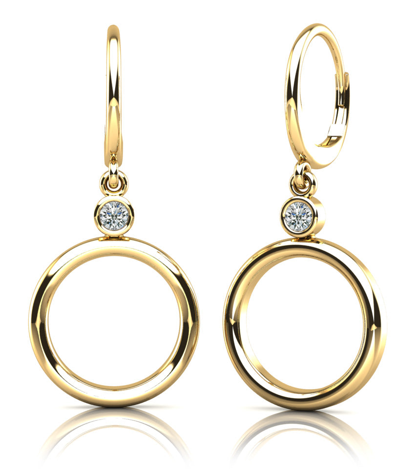 Double Circle Drop Diamond Hoop Earrings Lab-Grown Diamond  with 0.24 ct.(finished) 3.2mm