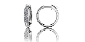 Extra Small Triple Row Diamond Hoop Earrings Diamond  with 0.67 ct.(finished) 1.1mm