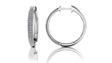 Small Triple Row Diamond Hoop Earrings Diamond  with 1.34 ct.(finished) 1.3mm