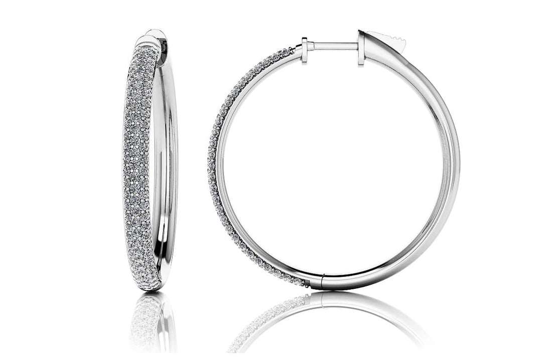 Medium Triple Row Diamond Hoop Earrings Lab-Grown Diamond  with 1.68 ct.(finished) 1.3mm