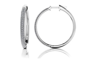 Medium Triple Row Diamond Hoop Earrings Diamond  with 1.40 ct.(finished) 1.1mm