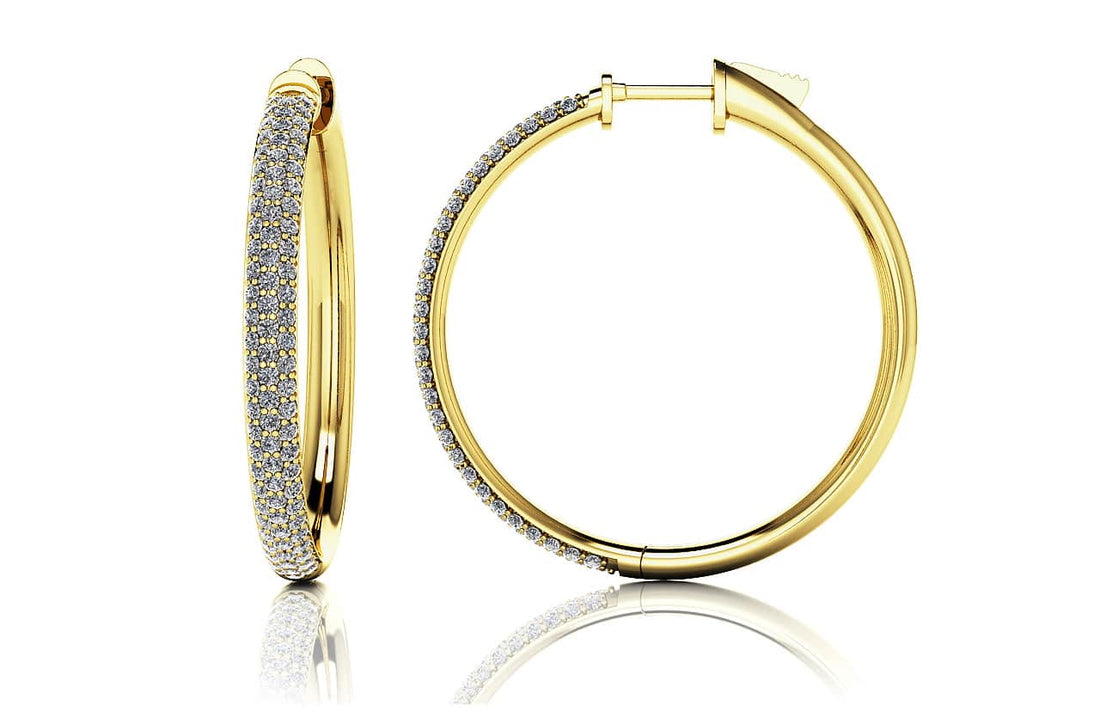 Medium Triple Row Diamond Hoop Earrings Lab-Grown Diamond  with 1.40 ct.(finished) 1.1mm