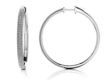 Large Triple Row Diamond Hoop Earrings Lab-Grown Diamond  with 2.24 ct.(finished) 1.3mm