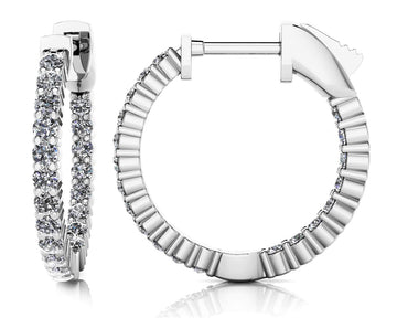 Single Row Inside Out Diamond Hoop Earring Petite Lab-Grown Diamond  with 1.41 ct.(finished) 2.3mm