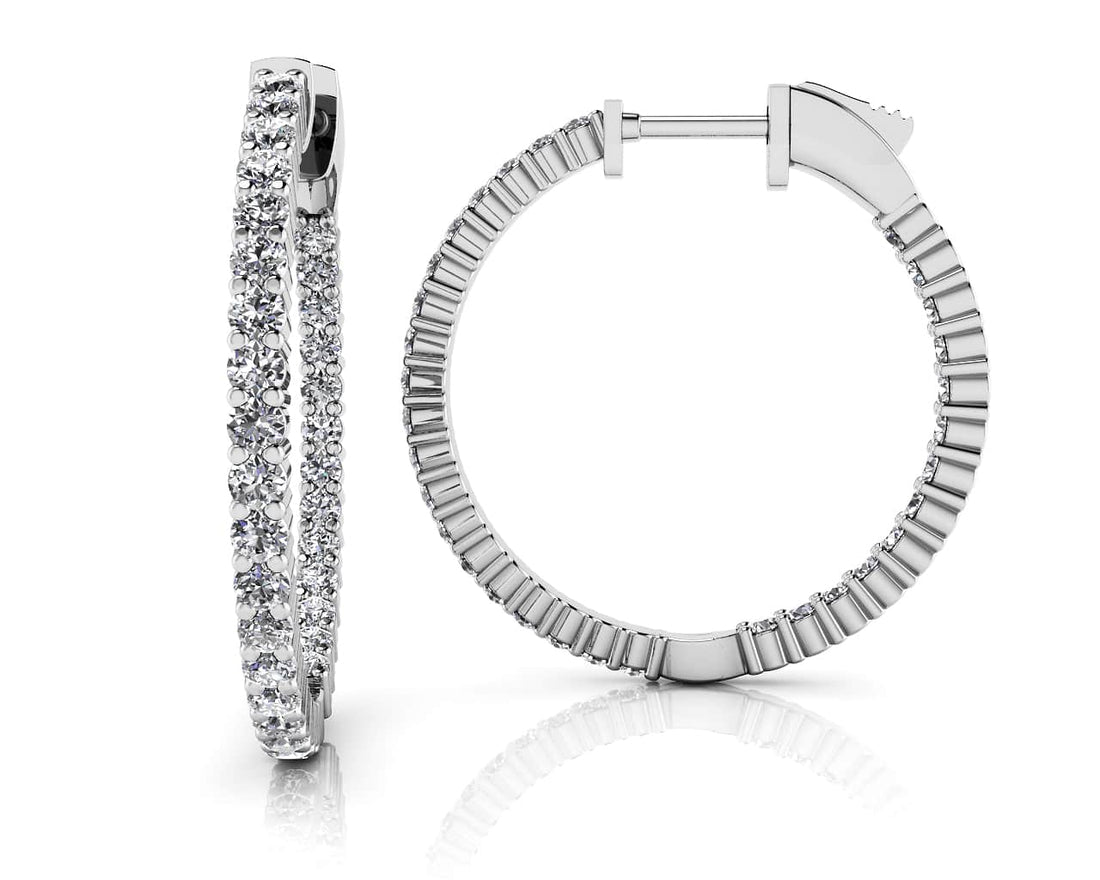 Single Row Inside Out Diamond Hoop Earring Small Lab-Grown Diamond  with 0.78 ct.(finished) 1.3mm